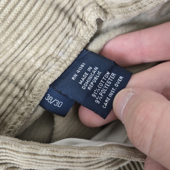 Polo Ralph Lauren Andrew Pleated Corduroy Pants Tan Khaki W38 Vintage 90s - Picture 4 of 11